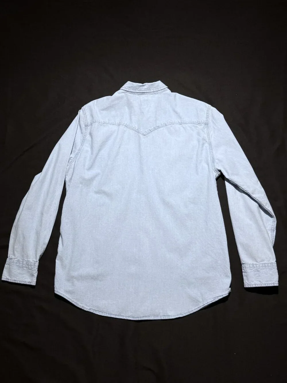 Levi's Classic Standard Fit Western Chambray Shirt Large Blue Pearl Snap